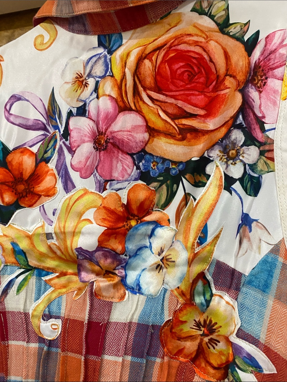 Aratta Multicolor Plaid Tunic - Orange, Red, Blue, Purple, Cream-Size Small NWOT - Picture 3 of 5